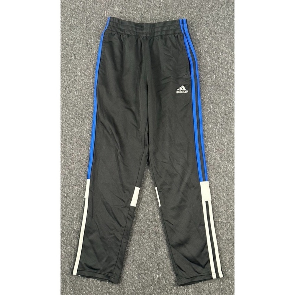 Adidas Pants Athletic Youth Size Medium 10/12 Black‎ Blue white